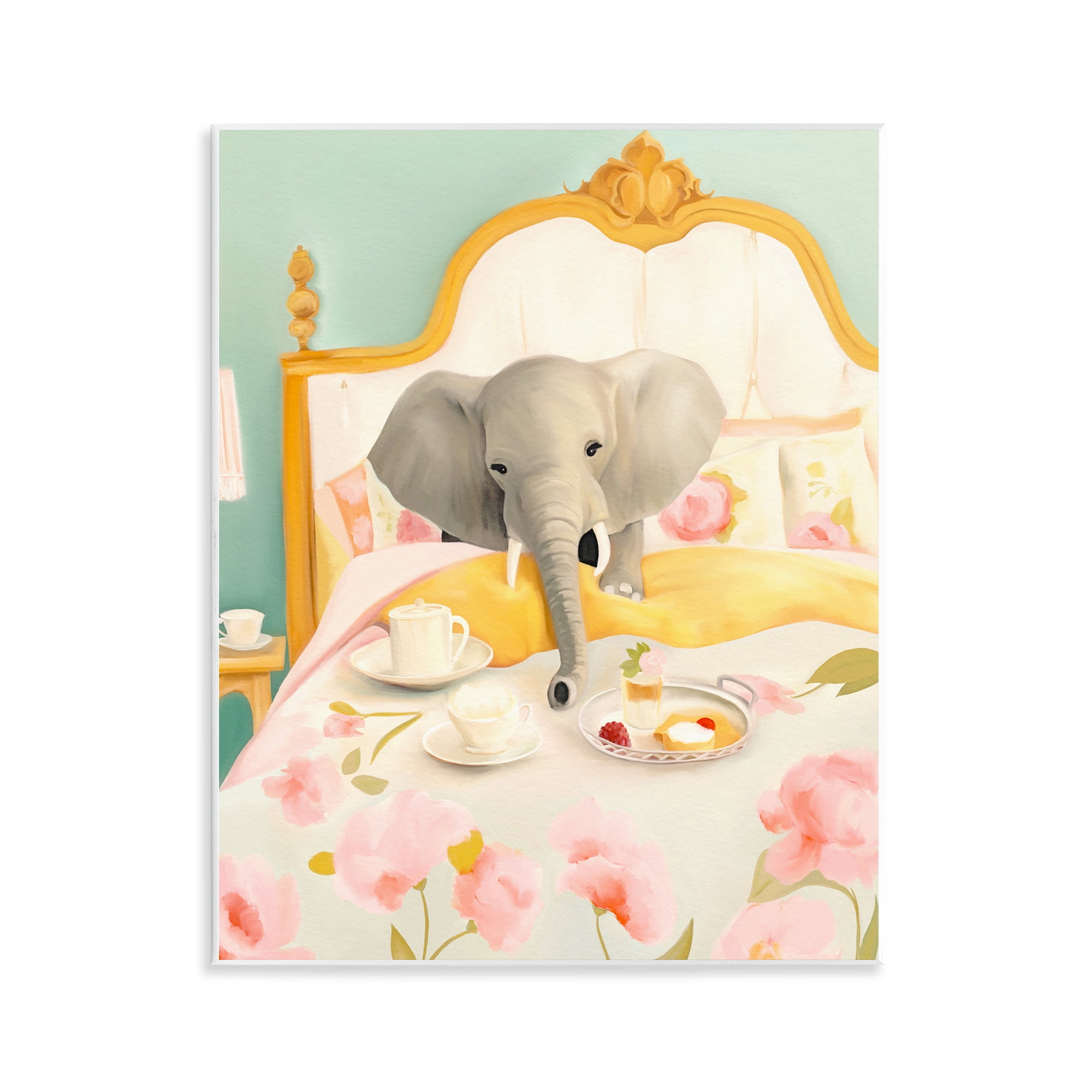 Breakfast in Bed Elephant Wall Plaque Art, design by Leah Straatsma