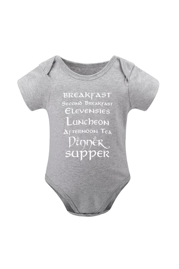 Breakfast to Supper Baby Bodysuit - Funny Hobbit Themed Infant One-Piece Romper Gray-style 3months