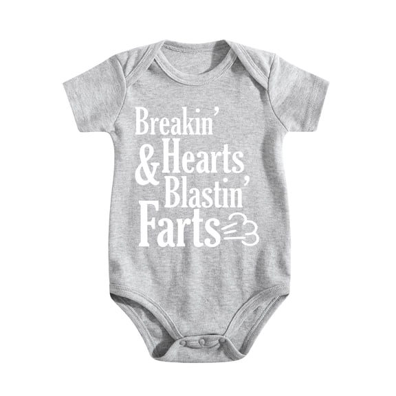Breakin' Hearts & Blastin' Farts Baby Bodysuit Funny Cute Infant Clothing Baby Wear Appa Light Gray-style 6-9M