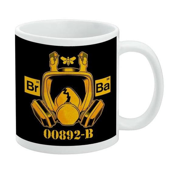 Breaking Bad Barrel Bee Gas Mask Ceramic Coffee Mug, Novelty Gift Mugs for Coffee, Tea and Hot Drinks, 11oz, White