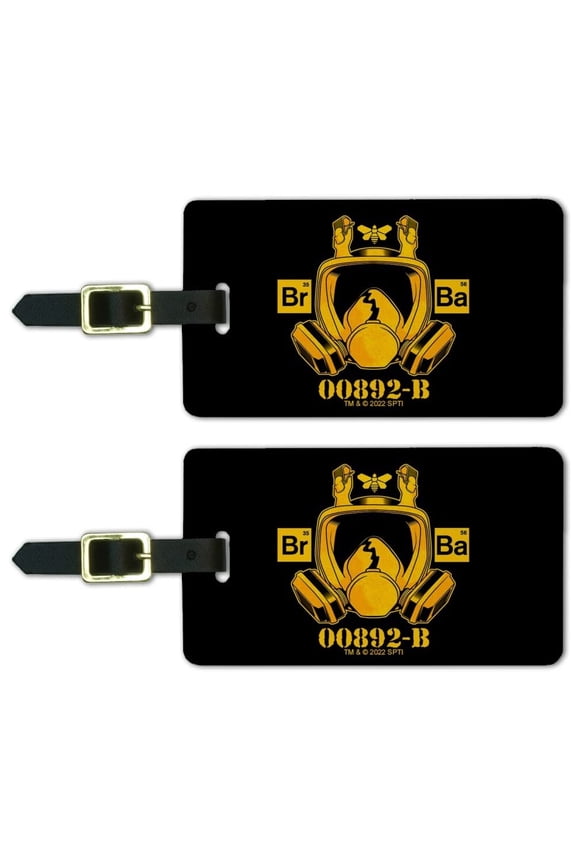 Breaking Bad Barrel Bee Gas Mask Luggage ID Tags Carry-On Cards - Set of 2
