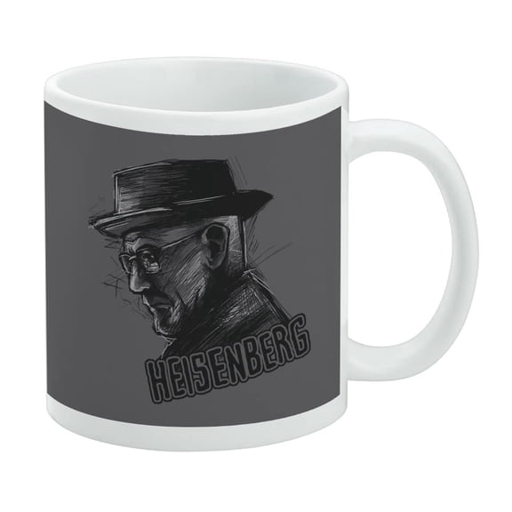 Breaking Bad Heisenberg Sketched Ceramic Coffee Mug, Novelty Gift Mugs for Coffee, Tea and Hot Drinks, 11oz, White