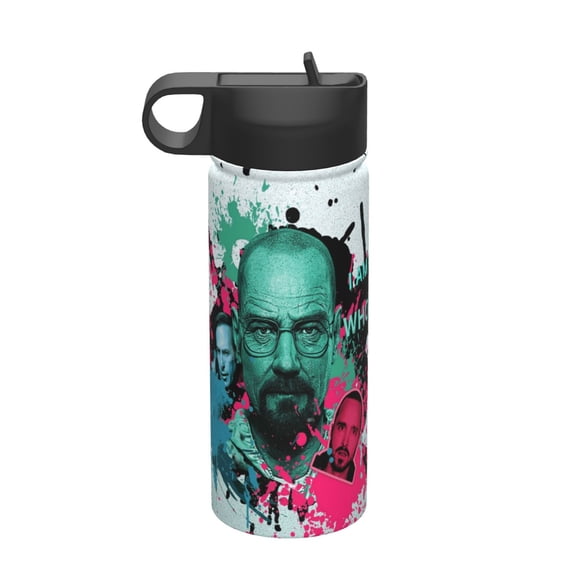 Breaking Bad Kids Insulated Water Bottle With Straw - 18 Oz Stainless Steel Double Wall Vacuum Cup, Leakproof, Bpa Free, Suitable For Boys And Girls