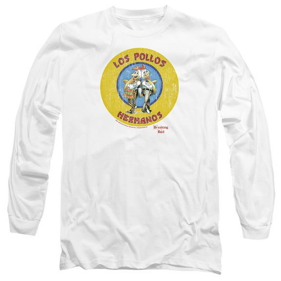 Breaking Bad Los Pollos Hermanos Unisex Adult Long-Sleeve T Shirt,Los Pollos Hermanos White, Large