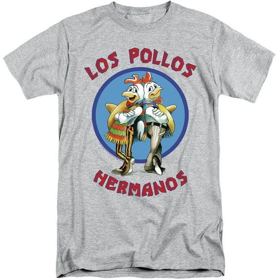 Breaking Bad Los Pollos Hermanos Unisex Adult Tall T Shirt,Los Pollos Hermanos Grey, 2X-Large