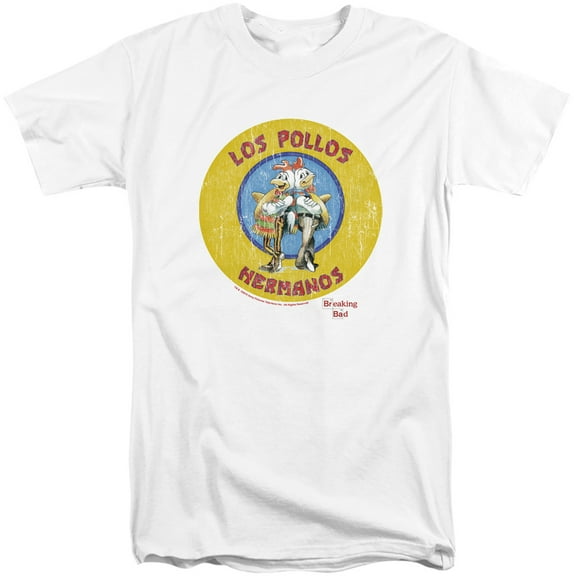 Breaking Bad Los Pollos Hermanos Unisex Adult Tall T Shirt,Los Pollos Hermanos White, 3X-Large