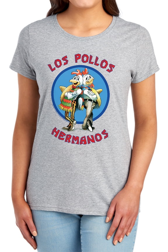 Breaking Bad Los Pollos Hermanos Women's T Shirt,Los Pollos Hermanos Grey, Small