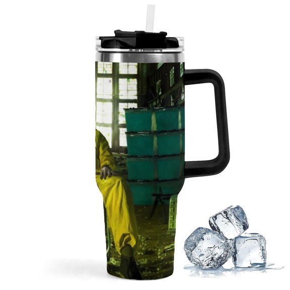 Breaking Bad-theme Insulated Stainless Steel Tumbler with Handle Gifts For Family Friends Fans and Straw Fits in Standard Cup Holder 40 OZ