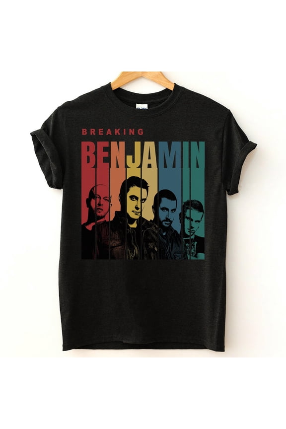 Breaking Benjamin Band Vintage T-Shirt, Breaking Benjamin Graphic Tee,Black Color,Size L