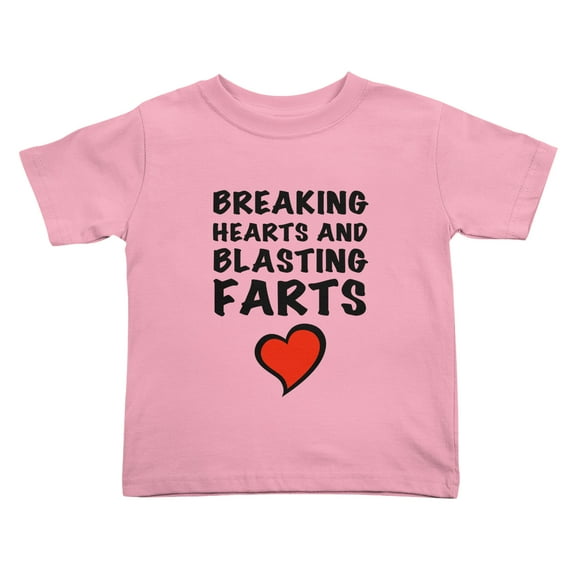 Breaking Hearts and Blasting Farts Funny Toddler T-Shirts for Boys Girls (Pink, 2T)