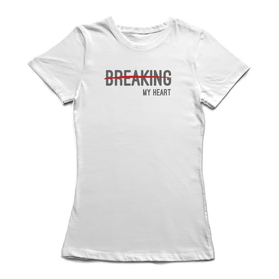 Breaking My Heart Graphic Women White T-Shirt, Female XX-Large