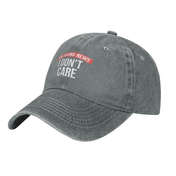 Breaking News I Don't Care Baseball Cap Vintage Soft Washed Denim,Golf Dad Hat Adjustable Trucker Hats for Men Women Unisex Adult,Gray
