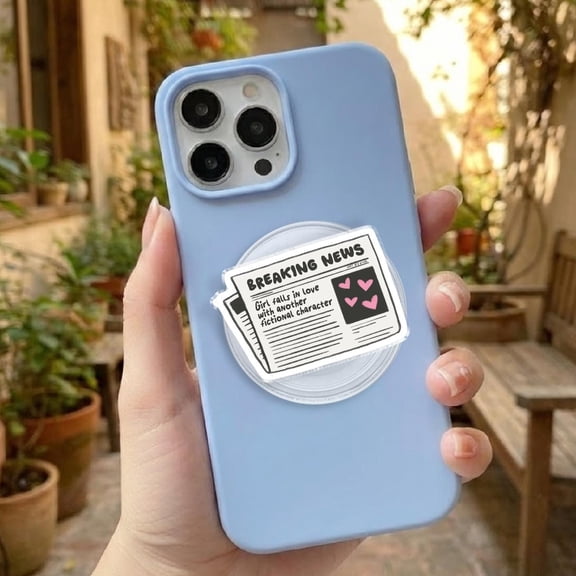 Breaking News Phone Grip Funny News Story Design, Book Lover Gift, Quirky Phone Holder for Fictional Character Fans