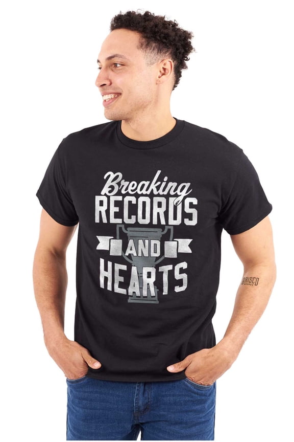 Breaking Records And Hearts Funny Men's Graphic T Shirt Tees Brisco Brands L