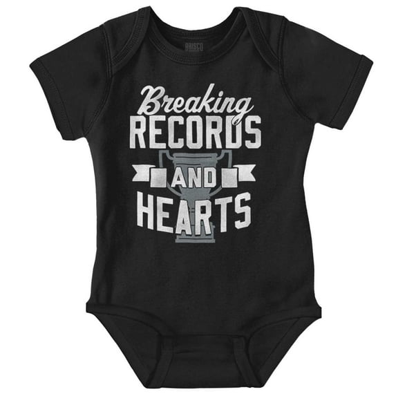 Breaking Records And Hearts Funny Romper Boys or Girls Infant Baby Brisco Brands NB