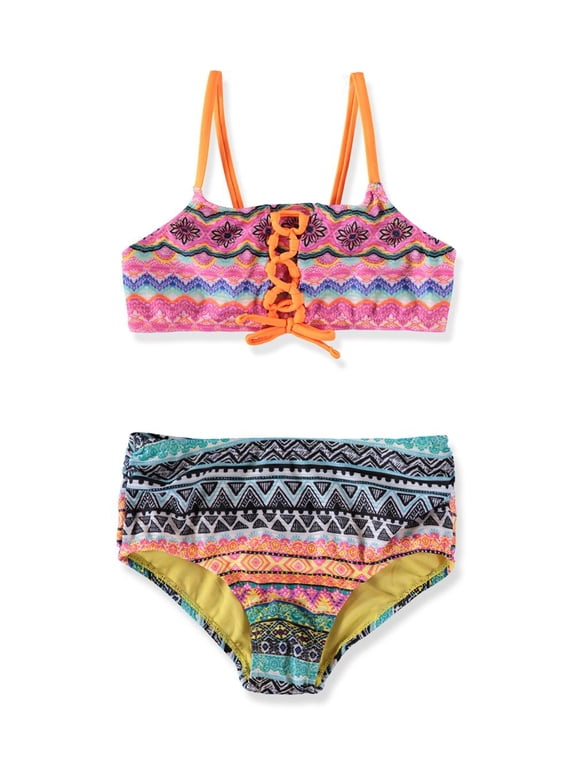 Girls 7-16 Two Piece Tribal Bikini (Multi 14)