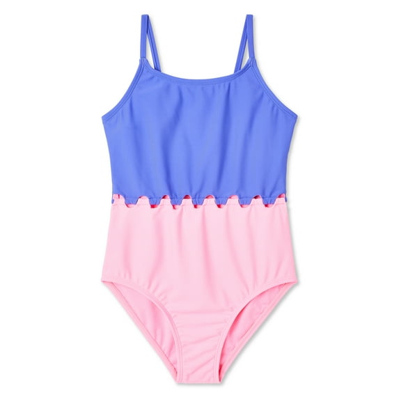 Breaking Waves Girls' Loop Detail One Piece with UPF 50+, Sizes 7-16