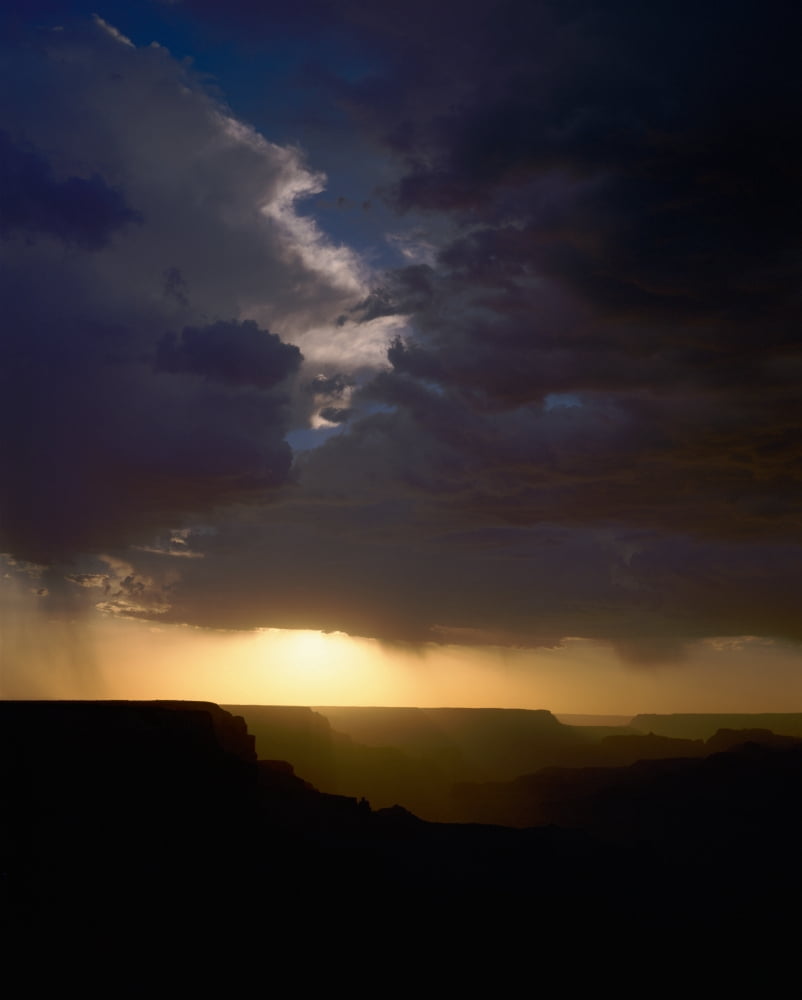 Breaking storm at sunset over the Grand Canyon from Yaki Point on the South Rim Grand Canyon National Park Arizona Canvas Art - Panoramic Images (22 x 27)