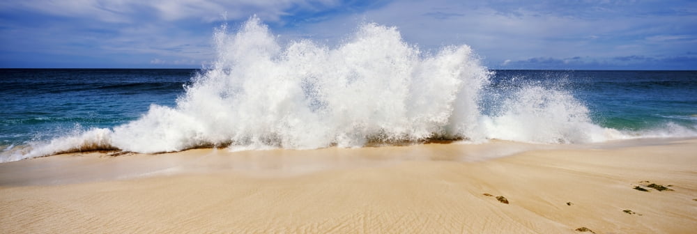 Breaking waves on the beach Oahu Hawaii USA Canvas Art - Panoramic Images (27 x 9)