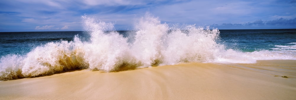 Breaking waves on the beach Oahu Hawaii USA Canvas Art - Panoramic Images (27 x 9)