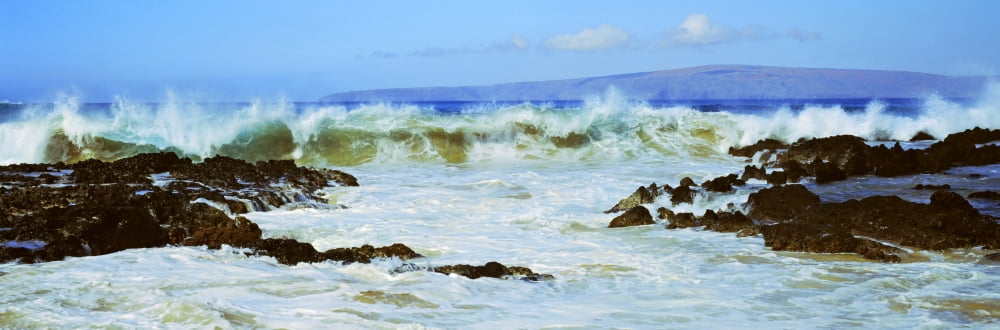Breaking waves on the coast Maui Hawaii USA Canvas Art - Panoramic Images (27 x 9)