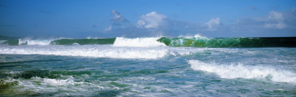 Breaking waves on the coast Oahu Hawaii USA Canvas Art - Panoramic Images (27 x 9)