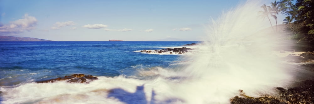 Breaking waves on the coast Oahu Hawaii USA Canvas Art - Panoramic Images (27 x 9)