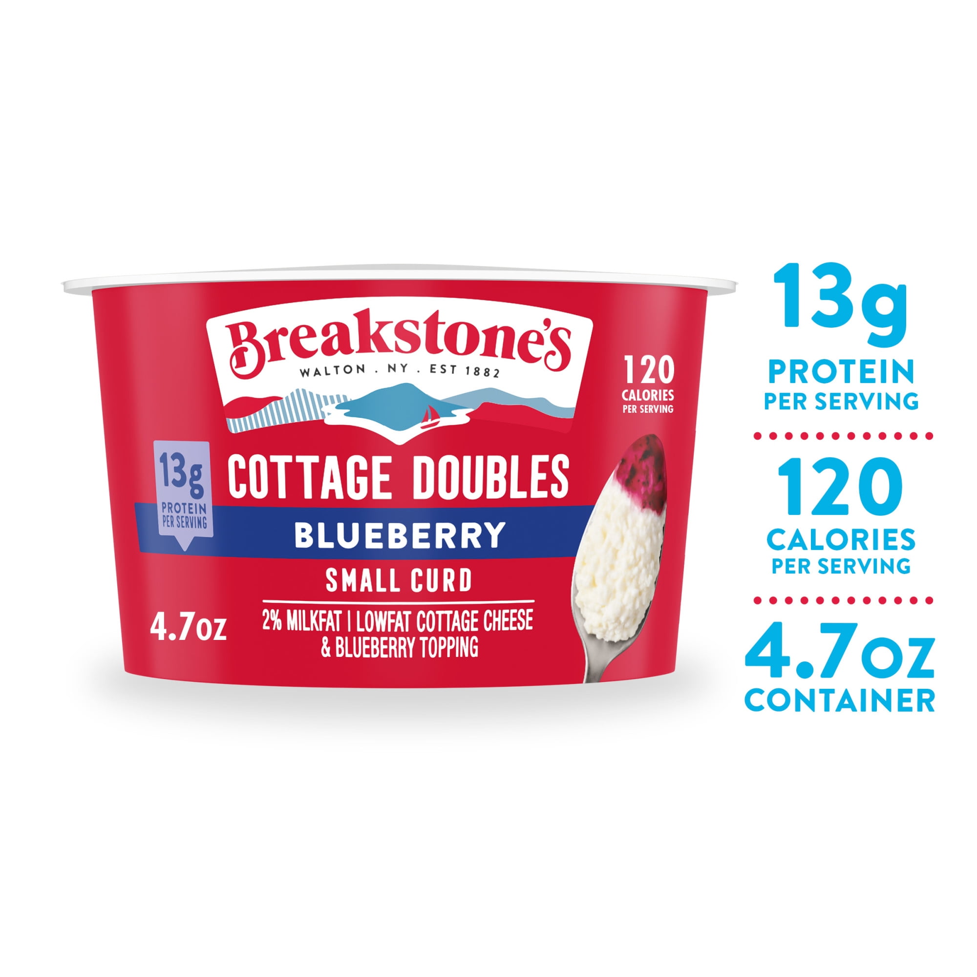 Breakstone's Cottage Doubles Lowfat Cottage Cheese with 2% Milkfat and Blueberry Topping, 4.7 oz Cup