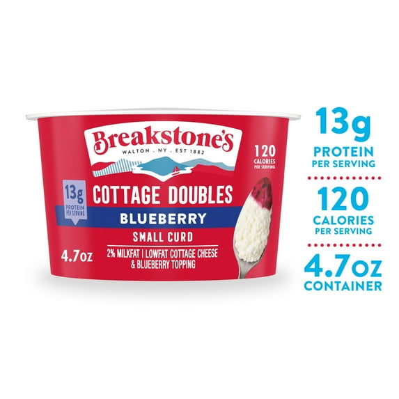 Breakstone's Cottage Doubles Lowfat Cottage Cheese with 2% Milkfat and Blueberry Topping, 4.7 oz Cup