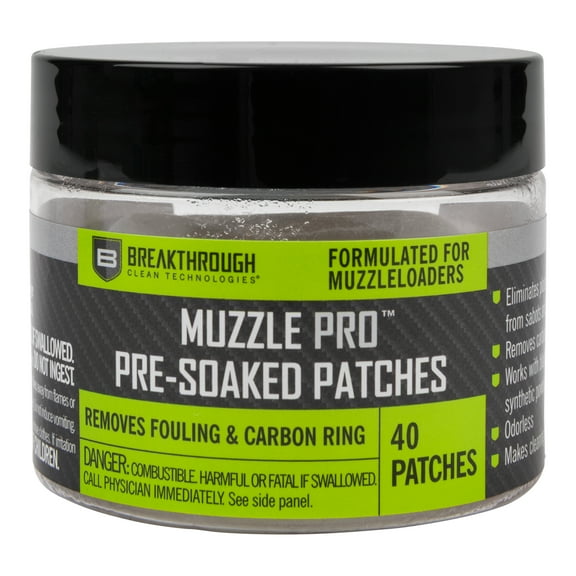 Breakthrough Clean Technologies Muzzle Pro Pre-Soaked Patches, Gun Cleaning Kit Essential, Solvent