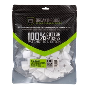 Breakthrough Clean Technologies® Cotton Patches, 1" Square, .22 Thru .243 Caliber, 1,000-Pack
