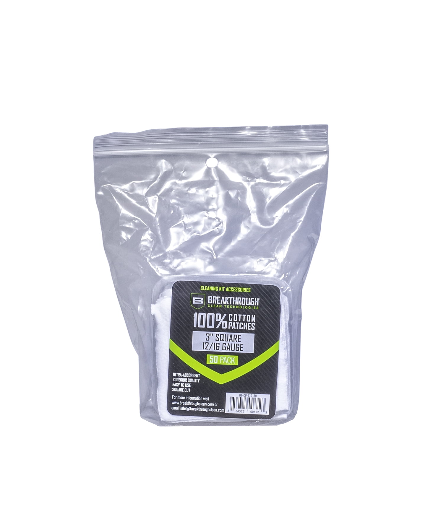 Breakthrough Clean Technologies® Cotton Patches, 3" Square, 12 & 16-Gauge, 50-Pack