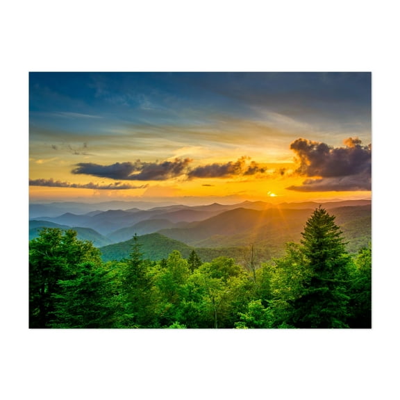 Breakthrough - North Carolina Photography Sunset Mountain Nature Landscape Scenic Forest Summer Unframed Wall Art Print 4 x 6 inches