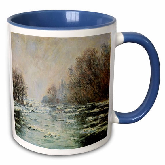 3drose, Breakup of the Ice Near Vetheuil, 1880 by Claude Monet, 15oz Two-tone Blue Mug