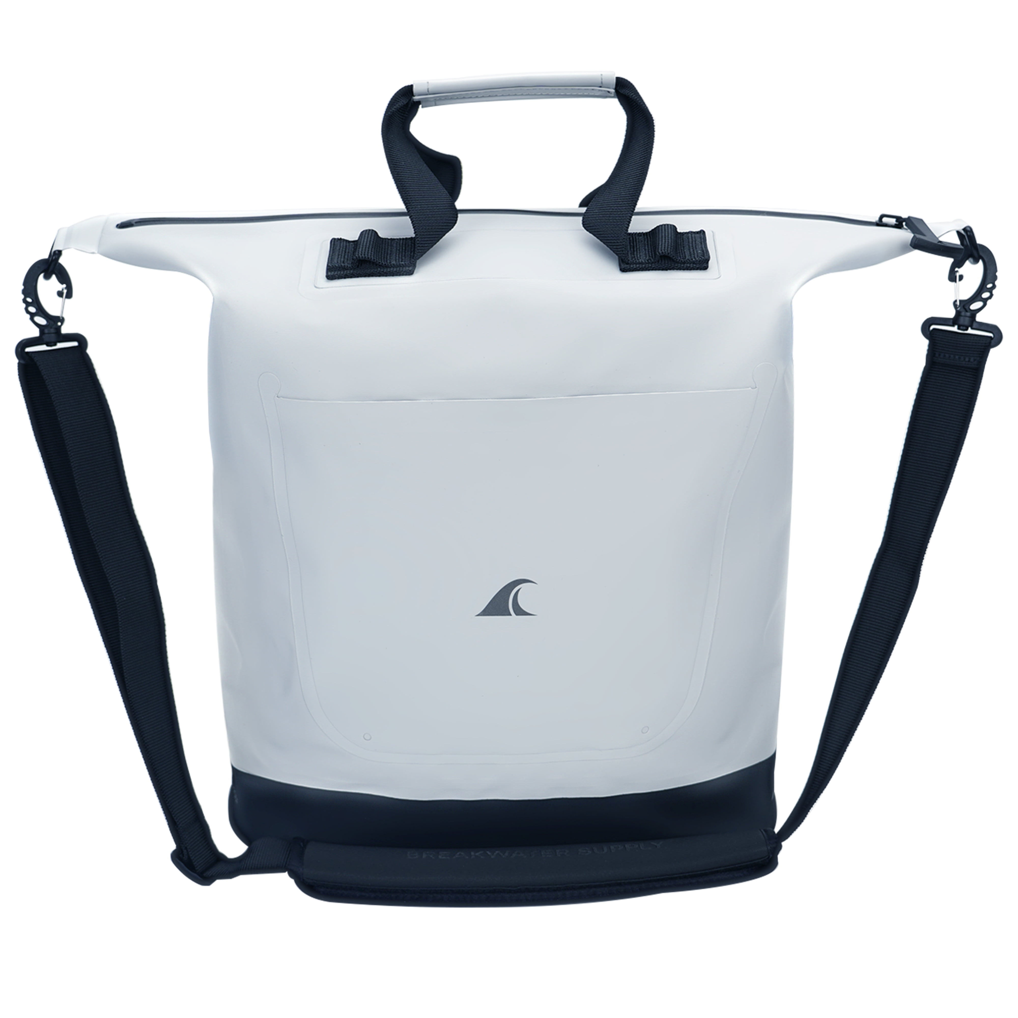 Breakwater Supply Riverton Waterproof IP68 Utility Tote Bag with Zipper Closure, Shoulder Strap, Water Bottle Pockets (Fog White)