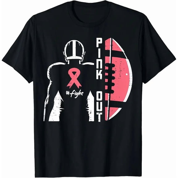 Breast Cancer American Football Pink Out Awareness Men T-Shirt