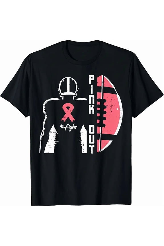 Breast Cancer American Football Pink Out Awareness Men T-Shirt