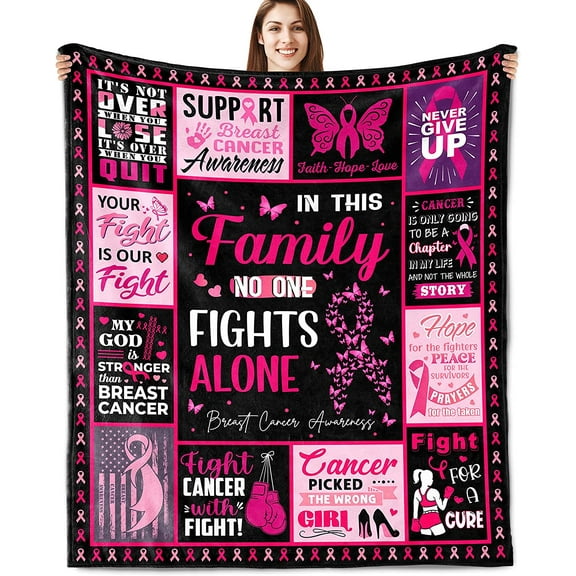 Breast Cancer Awareness Accessories Breast Cancer Gifts for Women Breast Cancer Survivor Gifts for Women Mothers Day Chemo Gifts for Women Breast Cancer Awareness Decorations Blanket 60x50 Inch