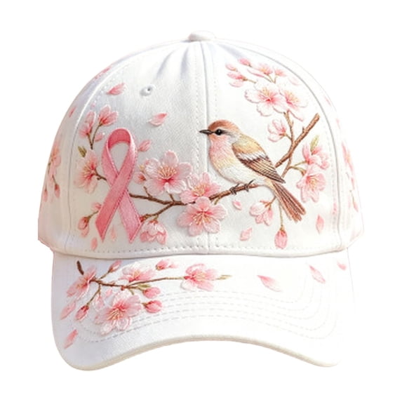 Breast Cancer Awareness Accessories Hats Pink Ribbon Hummingbird Angel Wings Print Breast Cancer Awareness Hats Casual Adjustable Baseball Cap