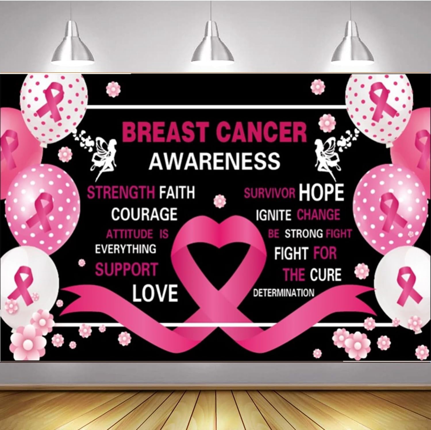 Breast Cancer Awareness Backdrop Banner Decorations with 70.8
