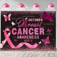 thumbnail image 1 of Breast Cancer Awareness Backdrop Pink Ribbon Love Hope Support Courage Photography Background October Breast Cancer Prevention Breast Cancer Charity Fundraising Decorations Banner Photo Booth Props, 1 of 6