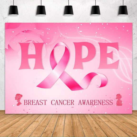 Breast Cancer Awareness Backdrop Pink Ribbon Photo Booth Hope Encourage Healing Theme Event Live Background Banner Props