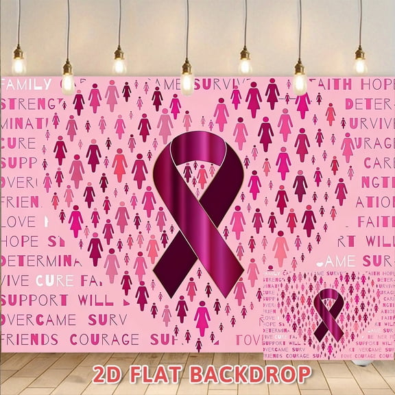 Breast Cancer Awareness Backdrop Pink Ribbon Themed Banner for Public Welfare Events Health Theme Rallies Women's Health Care Activities And Breast Cancer Awareness Campaign Decorations