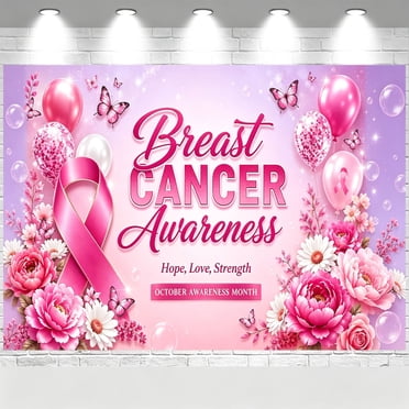 Breast Cancer Awareness Backdrop Pink Ribbon Breast Cancer Month ...
