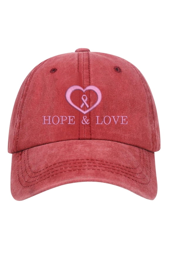 Breast Cancer Awareness Baseball Cap with Embroidered HOPE & LOVE and Pink Ribbon Design, Adjustable Women's Hat for Showing Support, Fashionable for Daily Casual Wear, Awareness Events, Activities