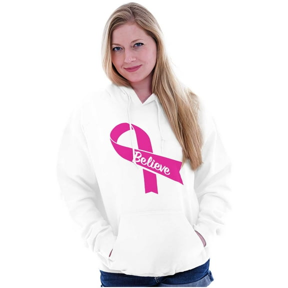 Breast Cancer Awareness Believe Hoodie Sweatshirt Women Brisco Brands L