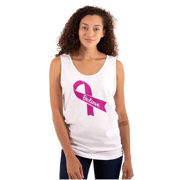 Breast Cancer Awareness Believe Tank Top Tee Shirt Women Brisco Brands S