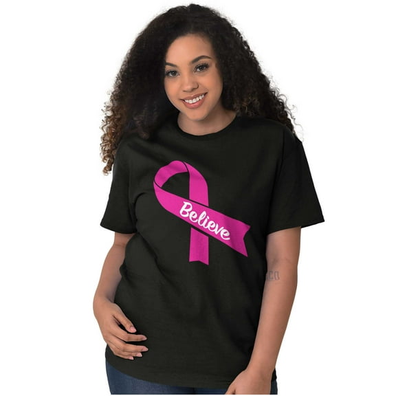 Breast Cancer Awareness Believe Women's Graphic T Shirt Tees Brisco Brands X