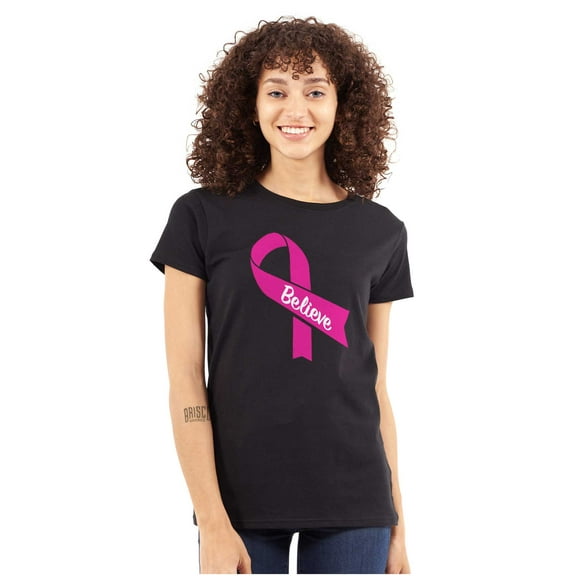 Breast Cancer Awareness Believe Womens Slim Fit Graphic Tee Brisco Brands X