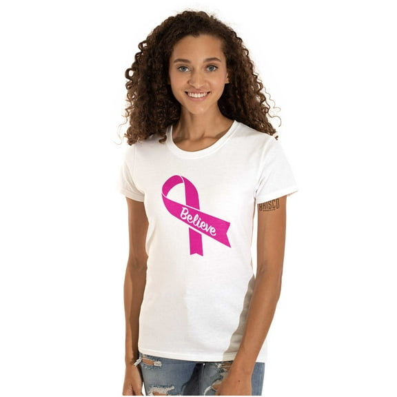 Breast Cancer Awareness Believe Womens Slim Fit Graphic Tee Brisco Brands L